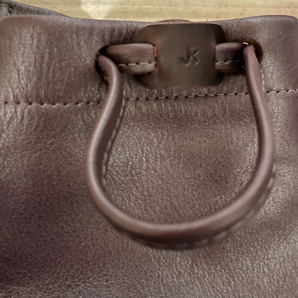 Beautiful Burgundy Leather Drawstring Bag - Picture 7 of 7